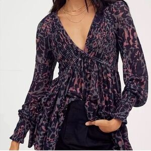 Free People Women’s Dark Romance Tunic/Dress Black, Grey & Brick Colors, Size Lg